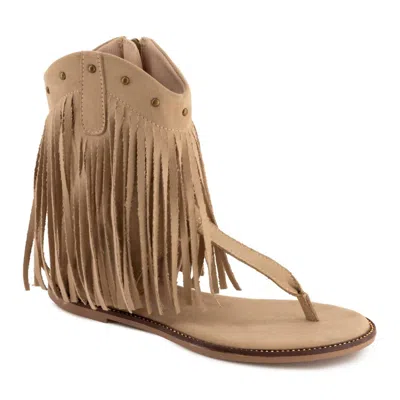 Andrea Women's Fringe Sandal In Beige In Brown