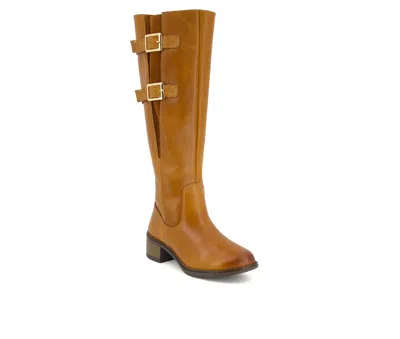 Andrea Women's Genuine Leather Tall Riding Boots In Brown