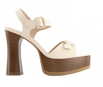 Andrea Women's Heeled Platform Ankle Strap Sandals In Ivory In White