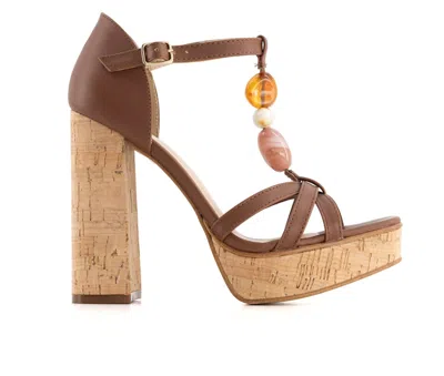 Andrea Women's High Heel Sandals With Ornamental Stones In Brown
