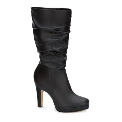 ANDREA WOMEN'S HIGH HEEL TALL SLOUCH BOOTS IN BLACK