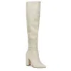 Andrea Women's Knee High Heel Boots In Ivory In Multi