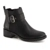 Andrea Leather Booties With Elastic Side And Buckle In Black