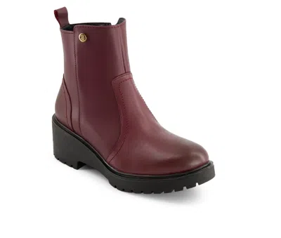 Andrea Women's Leather Chelsea Boots 90568 In Burgundy
