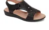 Andrea Leather Comfort Laser Pattern Sandals In Black