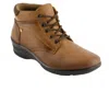 Andrea Women's Leather Lace Up Booties In Brown In Brown
