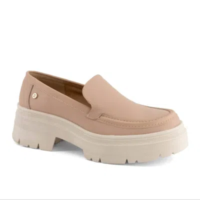 Andrea Women's Leather Platform Loafer In Pink In Metallic