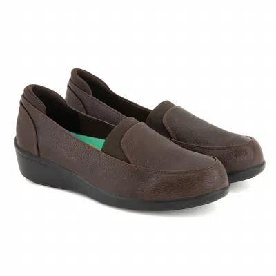 Andrea Women's Leather Wedge Loafer In Dark Brown