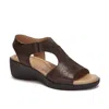 Andrea Leather Wedge Sandals With Plush Footbed In Brown