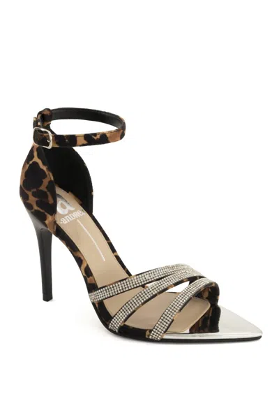 Andrea Women's Leopard Print Heeled Sandal In Brown In Multi