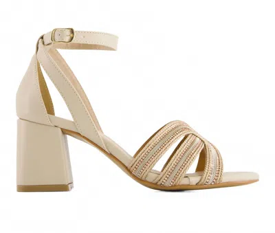 Andrea Women's Medium Heel Ankle Strap Sandals In Beige