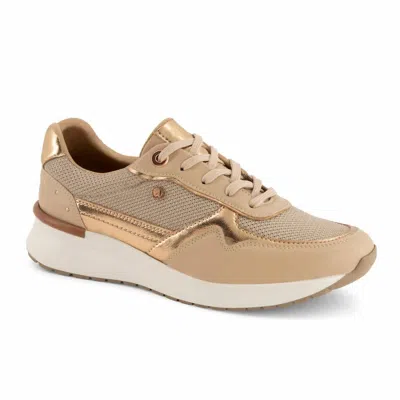 Andrea Women's Metallic Oxford Sneaker In Beige In Brown