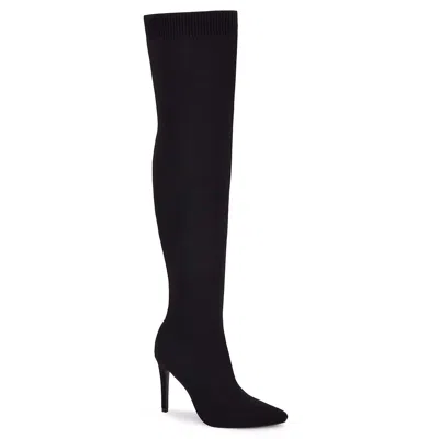 ANDREA WOMEN'S OVER THE KNEE SOCK BOOTS IN BLACK