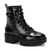 Andrea Patent Combat Boots In Black
