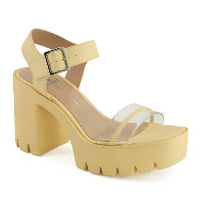 Andrea Women's Platform Heeled Sandals In Yellow