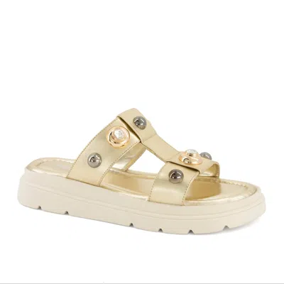 Andrea Women's Platform Tstrap Sandals In Gold