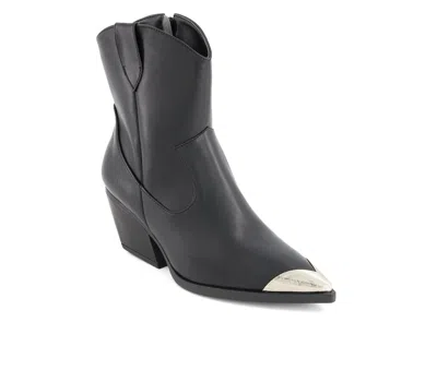 Andrea Women's Pointed Toe Western Booties 90707 In Black