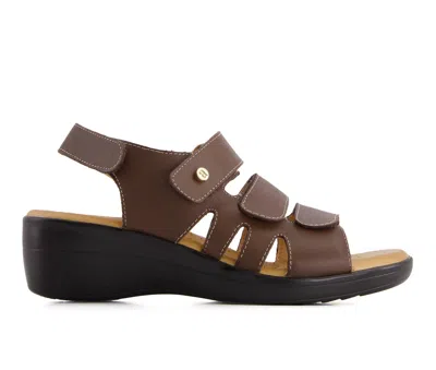 Andrea Women's Premium Comfort Wedge Fisherman Leather Sandals In Brown
