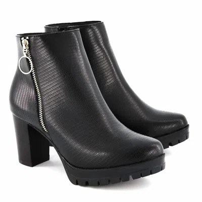 Andrea Women's Reptile-print Ankle Boot In Black