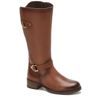 Andrea Women's Riding Boots With Metal Ornaments In Honey In Brown