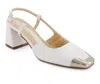 Andrea Women's Slingback Square Toe Stilettos With Metal Tip 90667 In White