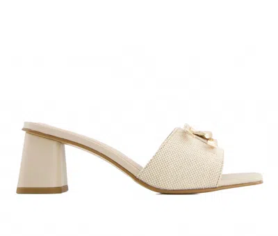 Andrea Women's Slip On Heeled Sandals In Beige In White