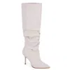 Andrea Slouchy Boots With Pointy Toe In White