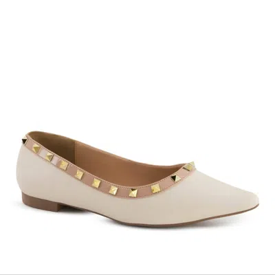 Andrea Women's Studded Flat Shoes In Bone In Neutral
