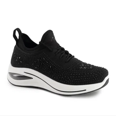 Andrea Women's Stylish Knit Sneakers For Everyday Wear In Black