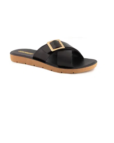 Andrea Women's Synthetic Flat Sandals In Black