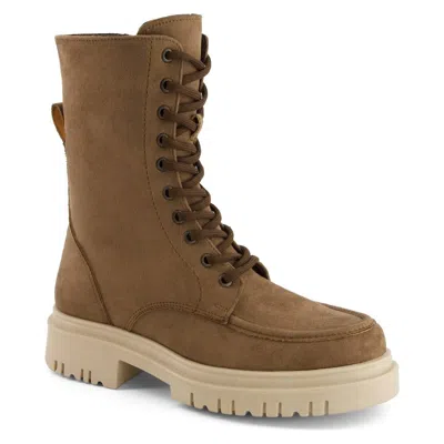 Andrea Women's Tall Combat Boots In Camel In Brown