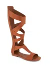 Andrea Tall Gladiator Sandals With Back Zipper In Brown