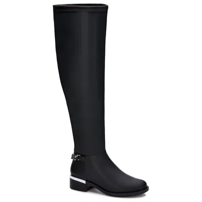 ANDREA WOMEN'S TALL RIDING BOOTS WITH CHAIN ACCENT IN BLACK