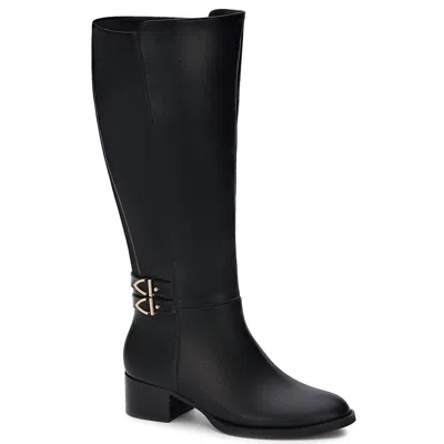 ANDREA WOMEN'S TALL RIDING BOOTS WITH ELASTIC ON SHAFT IN BLACK