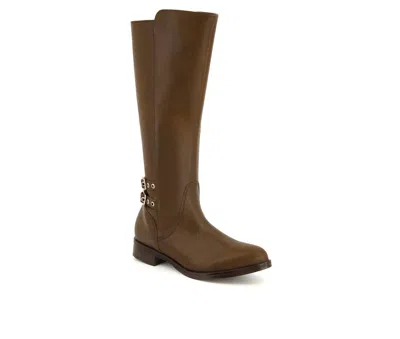 Andrea Women's Tall Riding Elastic Shaft Boots In Brown