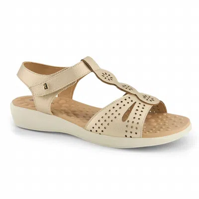 Andrea Women's T-bar Anatomical Flat Sandal In Gold In Brown