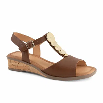 Andrea Women's T-bar Comfort Sandals In Brown