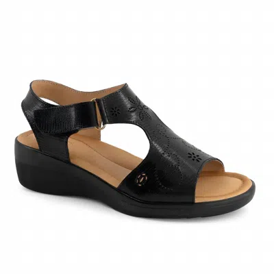 Andrea Women's T-bar Leather Sandal In Black