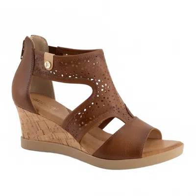Andrea Women's T-bar Wedge Sandals In Brown