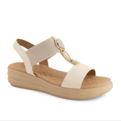 Andrea Women's T-strap Wedge Sandal In White In Multi