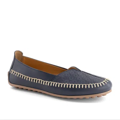 Andrea Women's Ultra Comfort Leather Loafers Navy In Multi