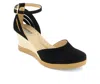 Andrea Women's Wedge Ankle Strap Espadrilles 19819 In Black