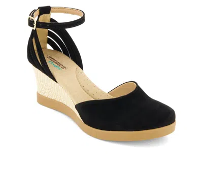 Andrea Women's Wedge Ankle Strap Espadrilles 19819 In Black
