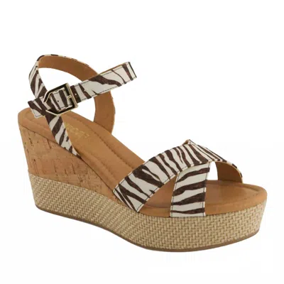 Andrea Women's Wedge Ankle Strap Sandal In Brown In Multi