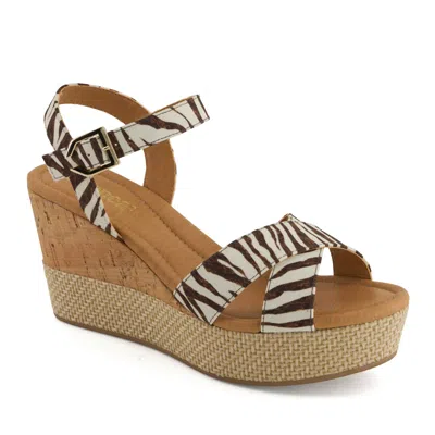 Andrea Women's Wedge Ankle Strap Sandals In Animal Print