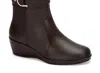 Andrea Women's Wedge Leather Booties In Brown In Brown