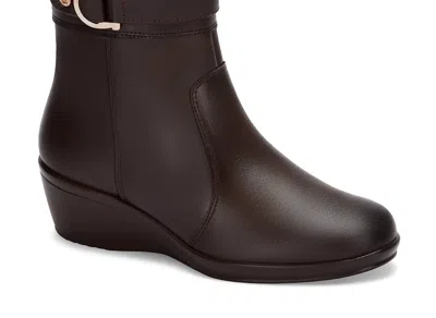 Andrea Women's Wedge Leather Booties In Brown