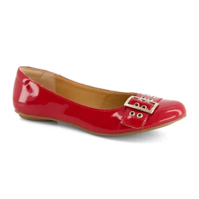 ANDREA WOMEN'S WIDE BUCKLE BALLERINAS IN RED
