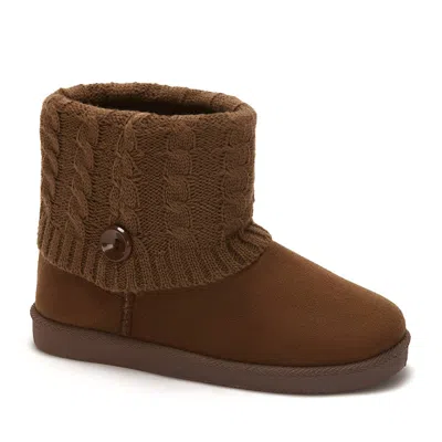 Andrea Women's Winter Booties With Knit Shaft In Brown