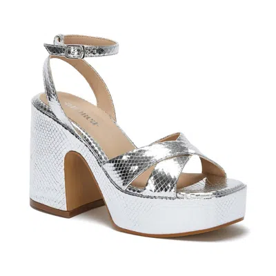 ANDREA WOMNE'S METALLIC PLATFORM SANDALS IN METALLIC SILVER